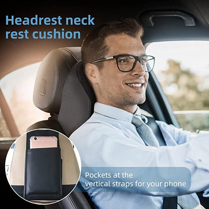 Premium Car Seat Headrest Neck Rest Pillow Cushion – Memory Foam Ergonomic Neck & Back Support | Pain Relief | Orthoworld