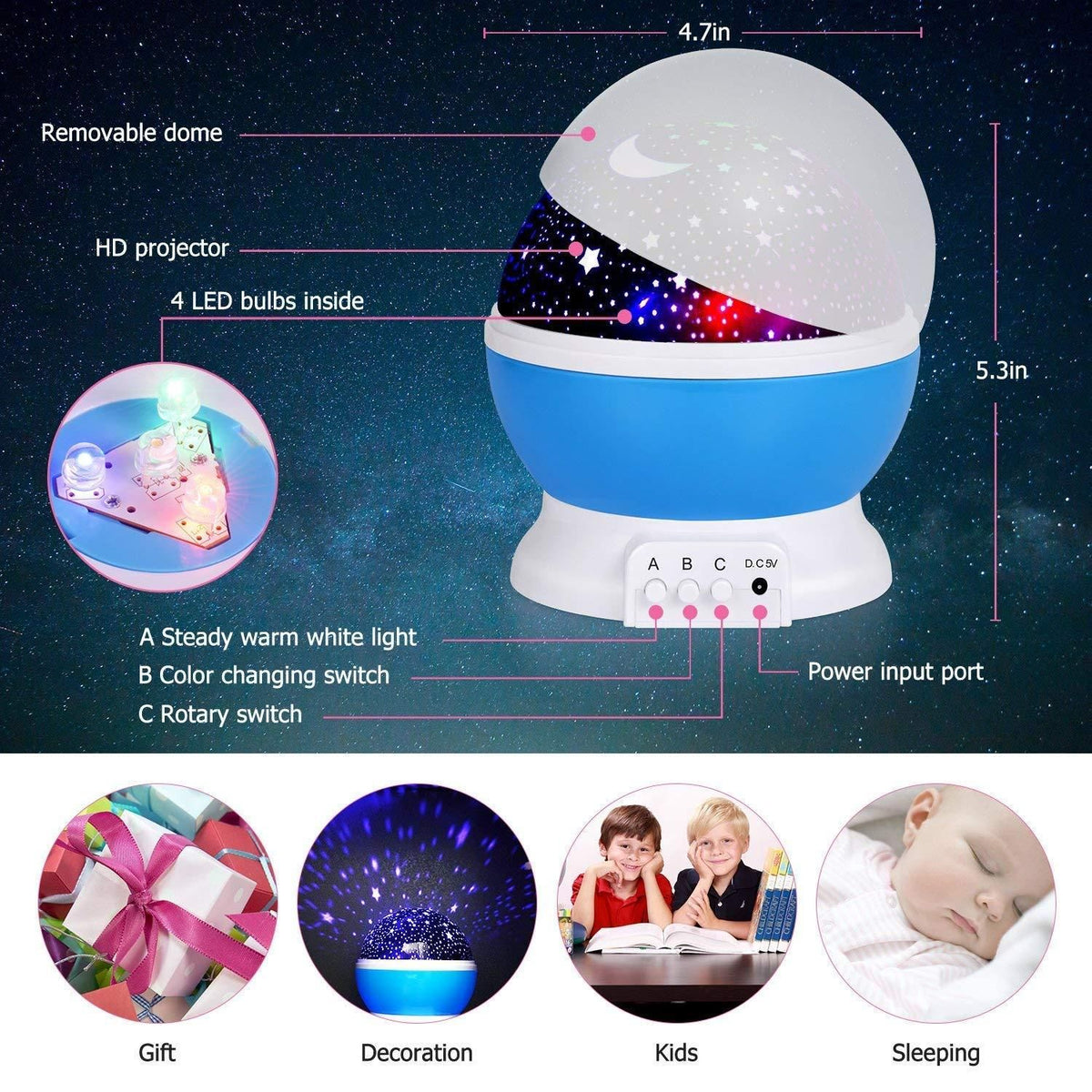 Orthoworld Star Moon Night Light – Magical Ambience for Bedroom & Kids’ Room