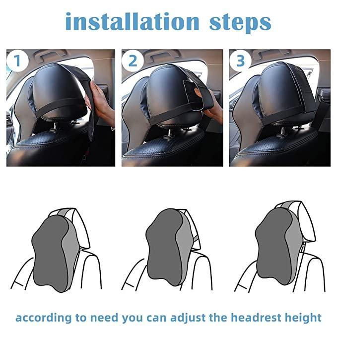 Premium Car Seat Headrest Neck Rest Pillow Cushion – Memory Foam Ergonomic Neck & Back Support | Pain Relief | Orthoworld