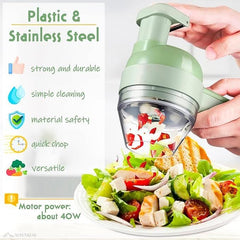 Orthoworld 4-in-1 Portable Electric Vegetable Cutter Set – Multi-Functional Food Chopper, Slicer & Grater for Kitchen Convenience