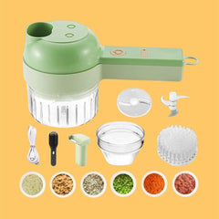 Orthoworld 4-in-1 Portable Electric Vegetable Cutter Set – Multi-Functional Food Chopper, Slicer & Grater for Kitchen Convenience