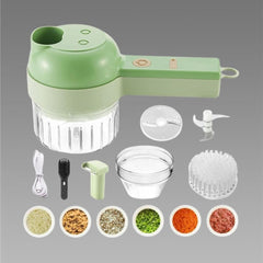 Orthoworld 4-in-1 Portable Electric Vegetable Cutter Set – Multi-Functional Food Chopper, Slicer & Grater for Kitchen Convenience