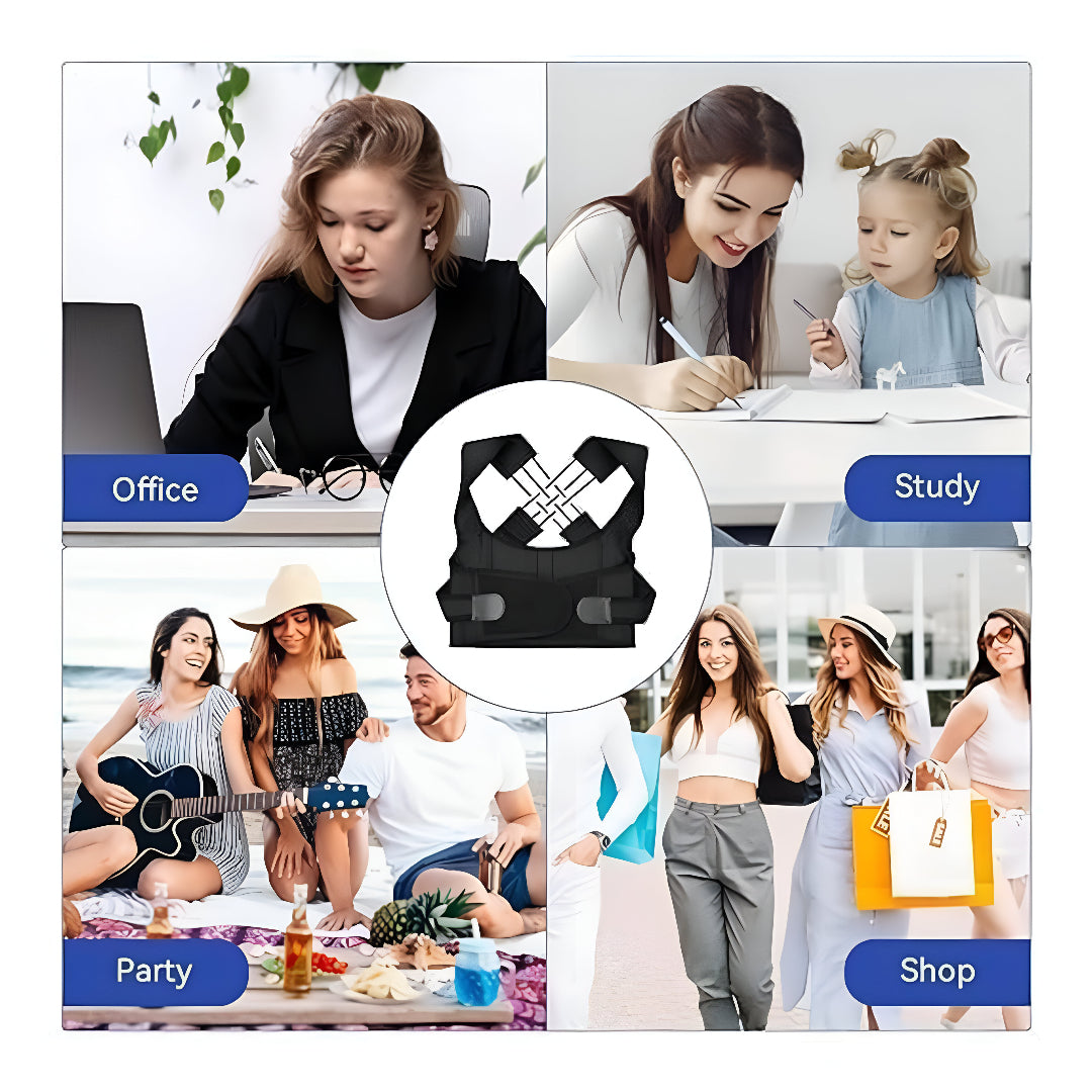 Premium Posture Corrector Shoulder Belt – Adjustable Back Support Brace for Men & Women, Spine Alignment & Pain Relief I Orthoworld