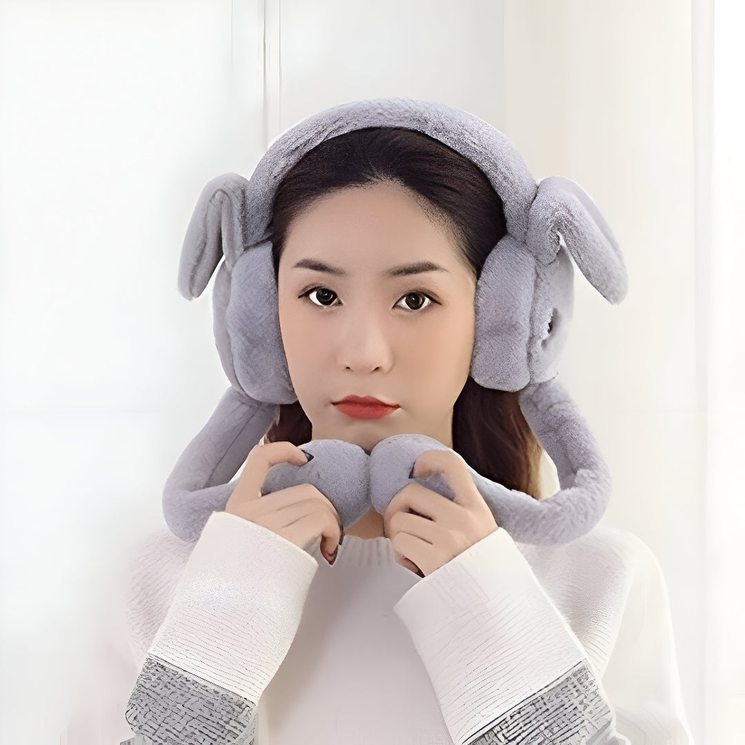 Premium Cute Rabbit Jumping Ear Muffs for Women – Soft Plush Bunny Winter Earmuffs I Gift for Girls & Ladies I Orthoworld