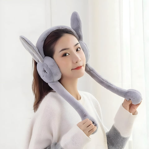 Premium Cute Rabbit Jumping Ear Muffs for Women – Soft Plush Bunny Winter Earmuffs I Gift for Girls & Ladies I Orthoworld