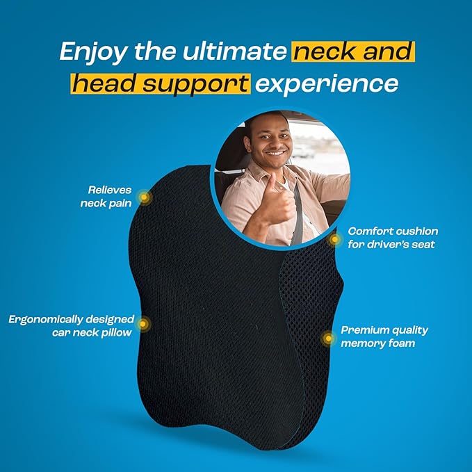 Car Neck Rest Memory Foam Pillow – Medium Support for Driving Comfort (RHR) | Orthoworld