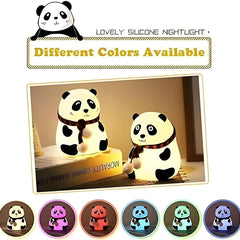 Cute Panda baby bedroom Night Light lamp for Kids – Premium Soft Silicone LED, USB rechargeable, Nursery Decor I Orthoworld